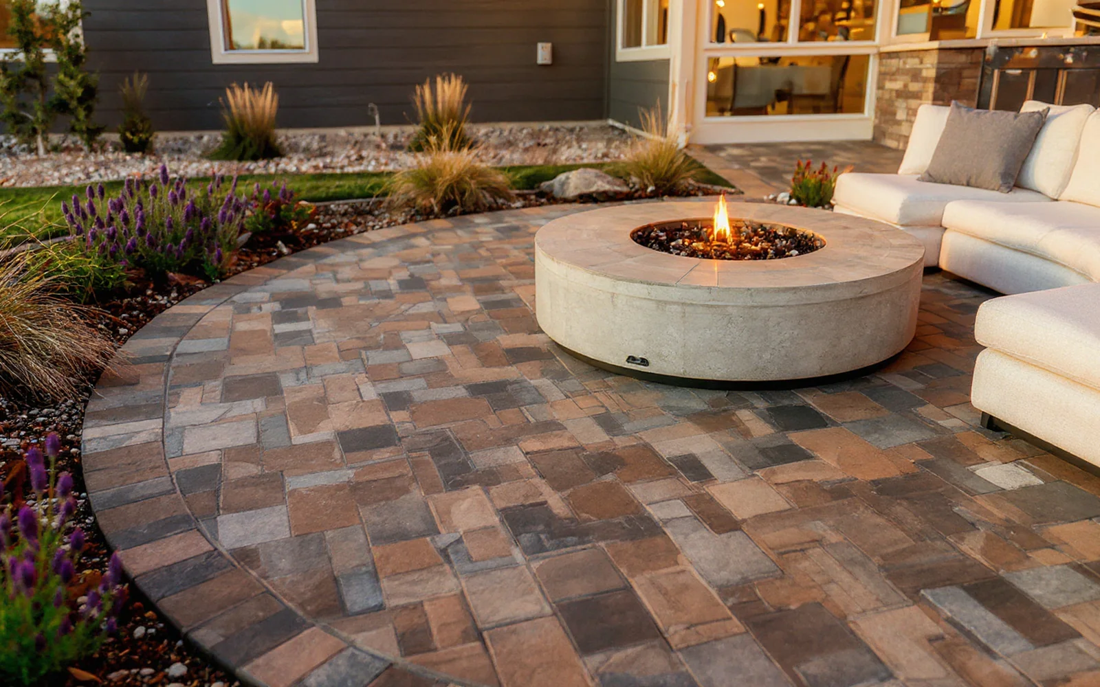 Paver patio with fire pit Murphy Creek